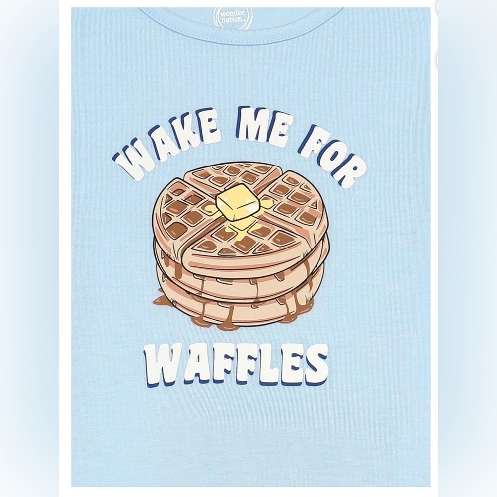 Wonder Nation Light Blue and Navy Breakfast Pajama Set - Picture 2 of 7